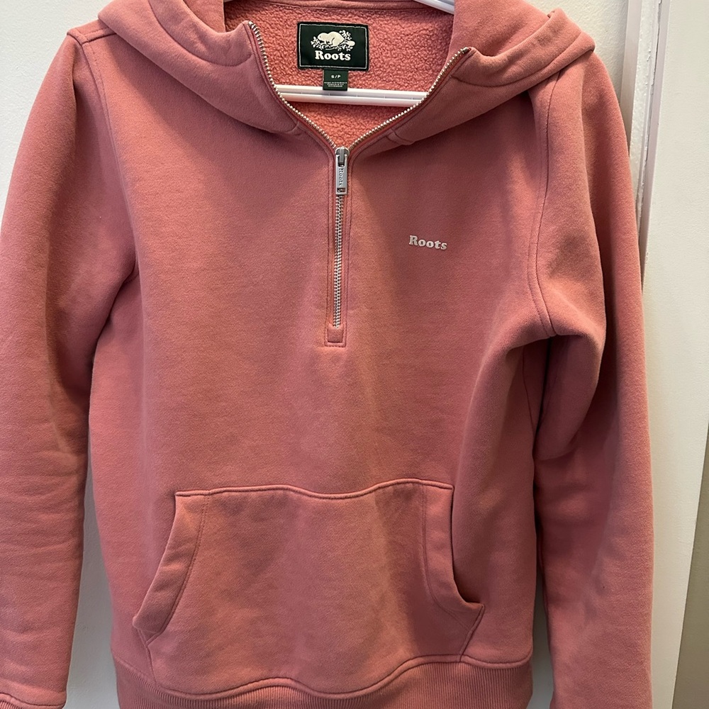 Roots Pink Half-Zip Hoodie